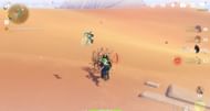 Touching a tumbleweed on the surface of the desert area (Image via HoYoverse)